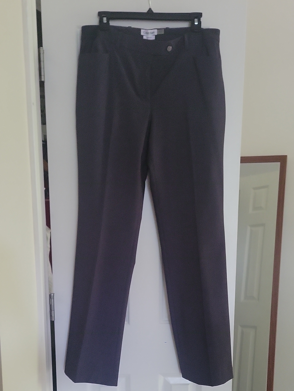 Calvin Klein Womens Charcoal Grey Straight-Leg Dress Pants Size 10